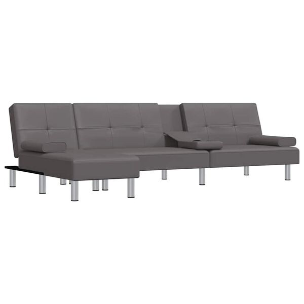 vidaXL L-formet sovesofa 255x140x70 cm kunstl&aelig;der gr&aring;