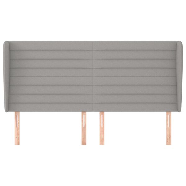 vidaXL sengegavl med kanter 163x23x118/128 cm stof lysegr&aring;