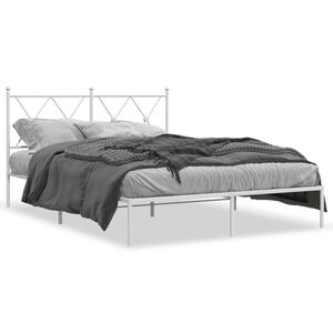 vidaXL sengeramme med sengegavl 140x200 cm metal hvid