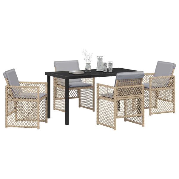 vidaXL Have Spisebordss&aelig;t 5 pcs Beige polyrattan
