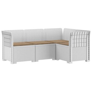 vidaXL 4-Persons Have Sofa med Puder Rattan Look PP Hvid