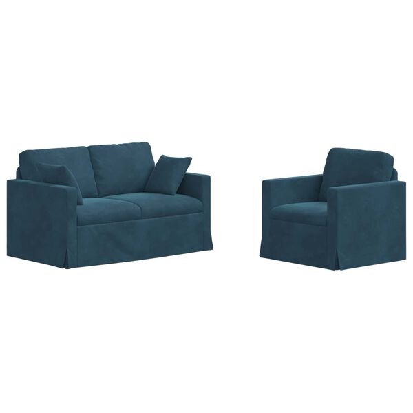 vidaXL Sofa 2 pcs Bl&aring; 138 x 78 x 80 cm Fl&oslash;jl