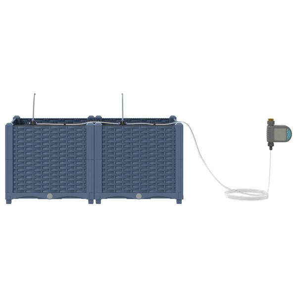 vidaXL Have Blomsterkrukke 2 pcs Gr&aring; 80 x 40 x 37,5 cm Plastik