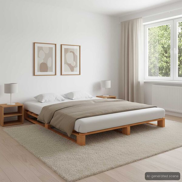 vidaXL palleseng massivt fyrretr&aelig; 180 x 200 cm brun