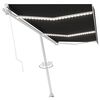 vidaXL Manuel markise med solcelle-LED 6 x 3 m Antracit 100% polyester
