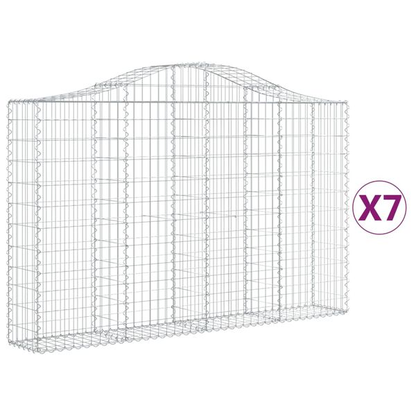 vidaXL buede gabionkurve 7 stk. 200x30x120/140 cm galvaniseret jern