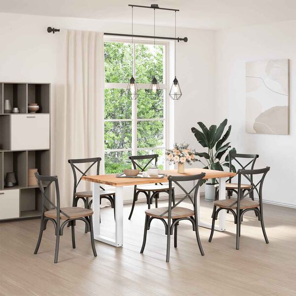 vidaXL spisebordsben U-formet 2 stk. hvid 60 x (72-73) cm st&aring;l