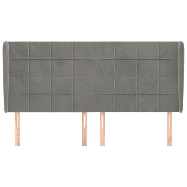 vidaXL sengegavl med kanter 203x23x118/128 cm fl&oslash;jl lysegr&aring;