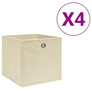 vidaXL opbevaringskasser 4 stk. ikke-v&aelig;vet stof 28x28x28 cm creme
