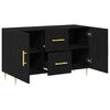 vidaXL Sideboard med skuffe Sort eg 100 x 36 x 60 cm Konstrueret træ