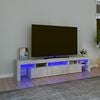 vidaXL sengebord med LED-lys betongr&aring; 200x36,5x40 cm