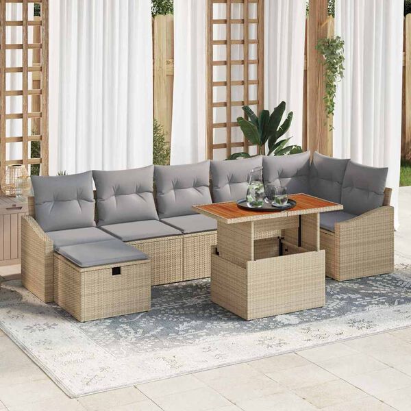 vidaXL Havesofa S&aelig;t 8 pcs Beige polyrattan