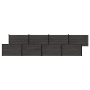 vidaXL Hegnspanel 8 pcs WPC og Aluminium Sort