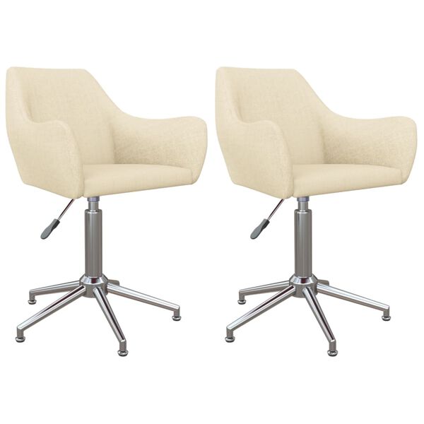 vidaXL drejelige spisebordsstole 2 stk. stof cremefarvet