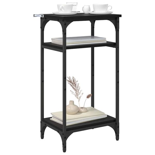 vidaXL Sidebord med hylde Sort eg 40 x 30 x 75 cm Konstrueret tr&aelig;