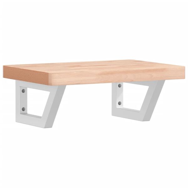 vidaXL badeværelseshylde stål og massivt bøgetræ