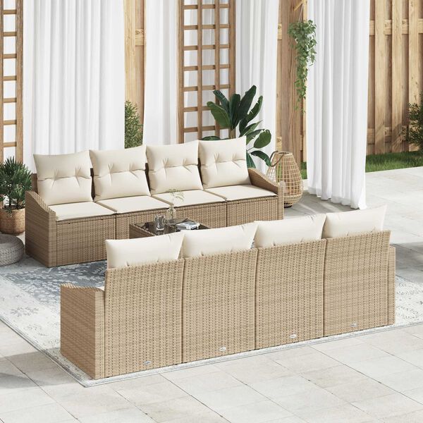 vidaXL Sofa Sæt med pude med pude 9 pcs Beige og creme polyrattan