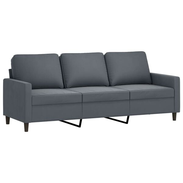 vidaXL 3-personers sofa 180 cm fl&oslash;jl m&oslash;rkegr&aring;