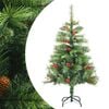 vidaXL kunstigt juletr&aelig; med grankogler og b&aelig;r 150 cm h&aelig;ngslet