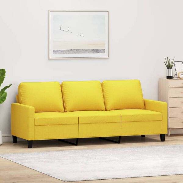 vidaXL 3-personers sofa 180 cm stof lysegul