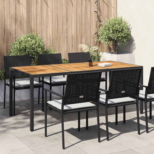 vidaXL havebord 190x90x75 cm polyrattan og akacietræ sort