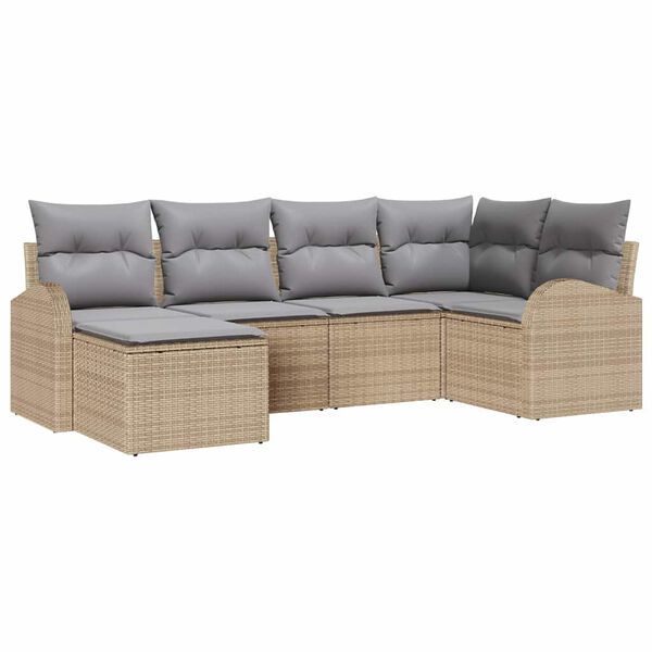 vidaXL Havesofa S&aelig;t 6 pcs Beige polyrattan