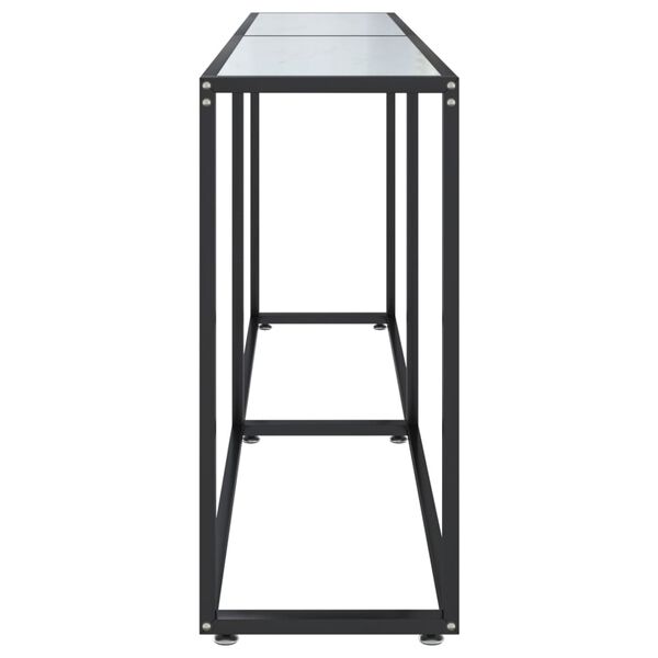 vidaXL konsolbord 180x35x75,5 cm hærdet glas hvid marmor