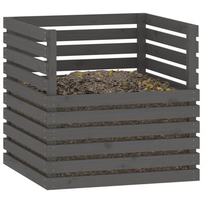 vidaXL kompostbeholder 80x80x78 cm massivt fyrretræ grå
