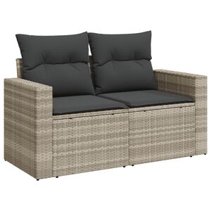 vidaXL 2-personers havesofa med hynder polyrattan lysegr&aring;