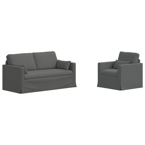 vidaXL Sofa 2 pcs M&oslash;rkegr&aring; 158 x 78 x 80 cm Stof
