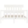 vidaXL sengeramme med sengegavl Small Double massivt træ hvid