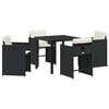 vidaXL Have Spisebordss&aelig;t med pude 5 pcs Brun polyrattan