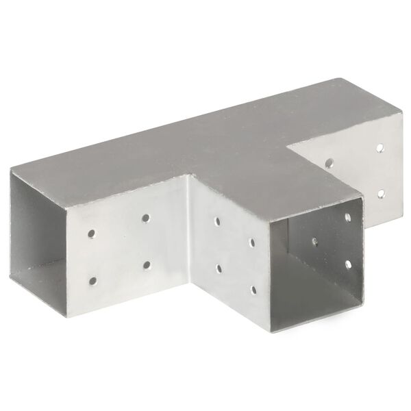 vidaXL stolpebeslag T-form 4 stk. 81x81 mm galvaniseret metal