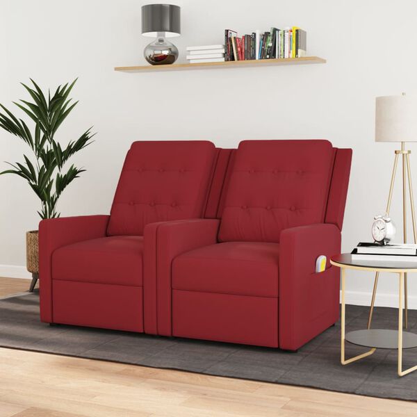 vidaXL 2-personers massagestol stof vinrød