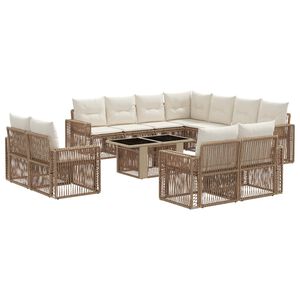 vidaXL Havesofa S&aelig;t 12 stk. Beige og cremehvid polyrattan