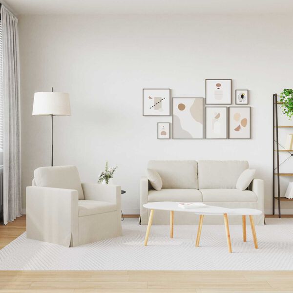 vidaXL Sofa 2 pcs Creme 158 x 78 x 80 cm Fl&oslash;jl