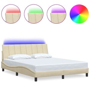 vidaXL sengeramme uden madras Hanko 160x200 cm stof cremefarvet