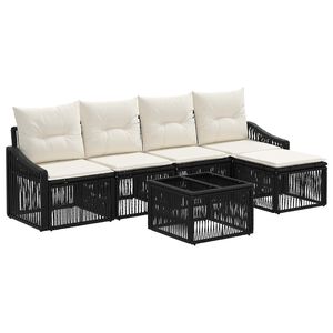 vidaXL Havesofa S&aelig;t 6 stk. Sort polyrattan