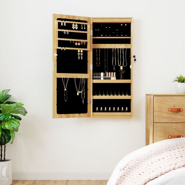 vidaXL væghængt spejlskab med LED-lys