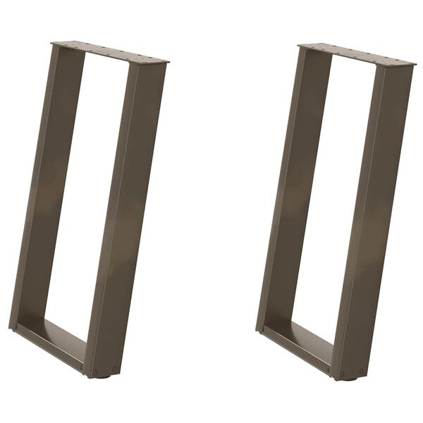 vidaXL spisebordsben U-formet 2 stk. naturst&aring;l 60 x (72-73) cm st&aring;l