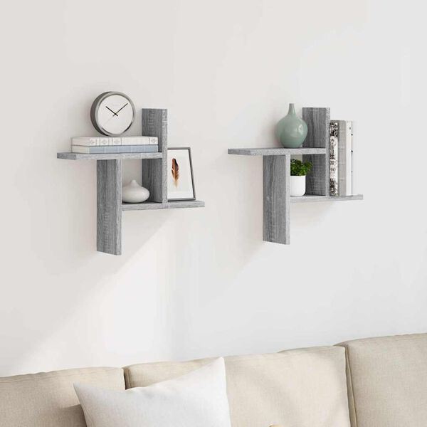 vidaXL v&aelig;ghylder 2 stk. 38x12x38 cm konstrueret tr&aelig; gr&aring; sonoma-eg