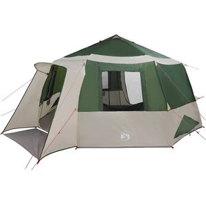 vidaXL Cabin tent til 12 personer Gr&oslash;n og Gr&aring; 500 x 500 x 294 cm