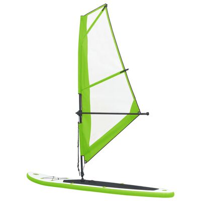 vidaXL oppusteligt paddleboard med sejl grøn og hvid
