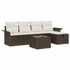 vidaXL Havesofa S&aelig;t med pude 6 pcs Brun og Creme polyrattan