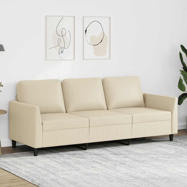 vidaXL 3-personers sofa 180 cm kunstl&aelig;der cremefarvet