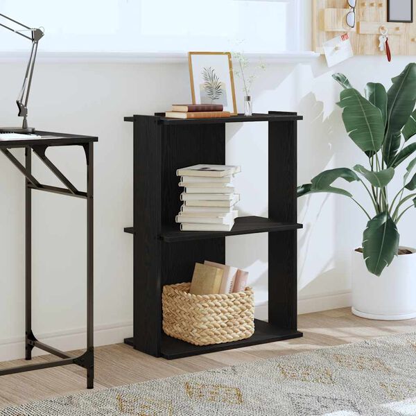 vidaXL bogreol med 3 hylder 60x30x80 cm konstrueret træ sort
