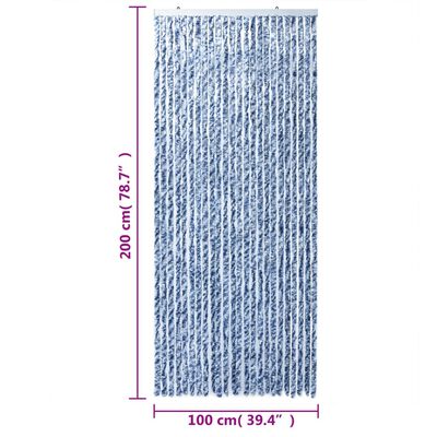 vidaXL flueforhæng 100x200 cm chenille blå og hvid