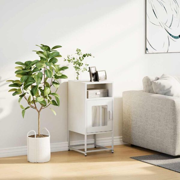 vidaXL sengebord 36x39x78 cm koldvalset st&aring;l hvid