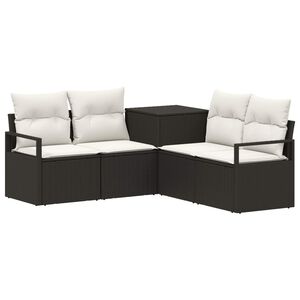 vidaXL Sofa S&aelig;t 5 stk. Sort og Cremehvid Poly Rattan og St&aring;l