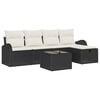 vidaXL Havesofa S&aelig;t med pude med opbevaring 6 pcs Sort Poly rattan